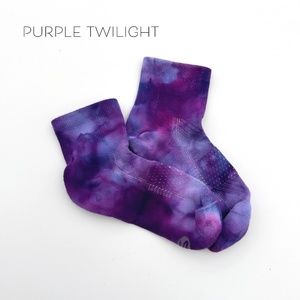 Purple Twilight Ice Dye Ankle Socks Deep Violet Tie Dye Mid Crew Hand Dy…